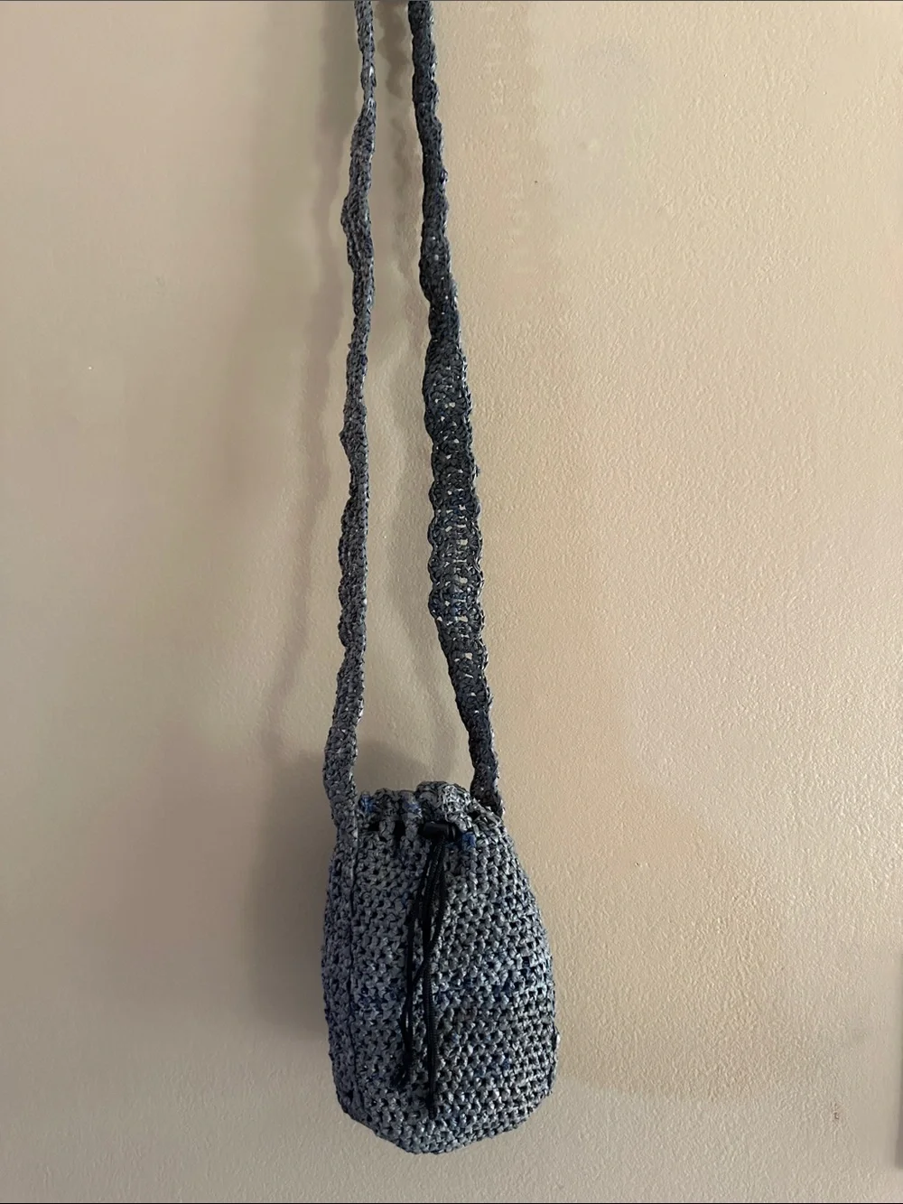 Handmade Crocheted White Speckled Crossbody Bag - Women